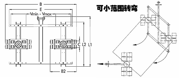 6噸JUNG帶框架組合式搬運(yùn)小坦克尺寸圖